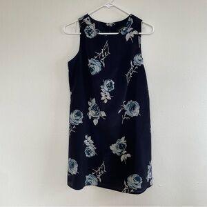 Vintage City Triangles Navy blue Floral Sleeveless Shift Dress
